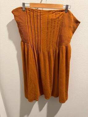 Forever 21+ Plus Size Smocked Strapless Mini Dress in Burnt Orange